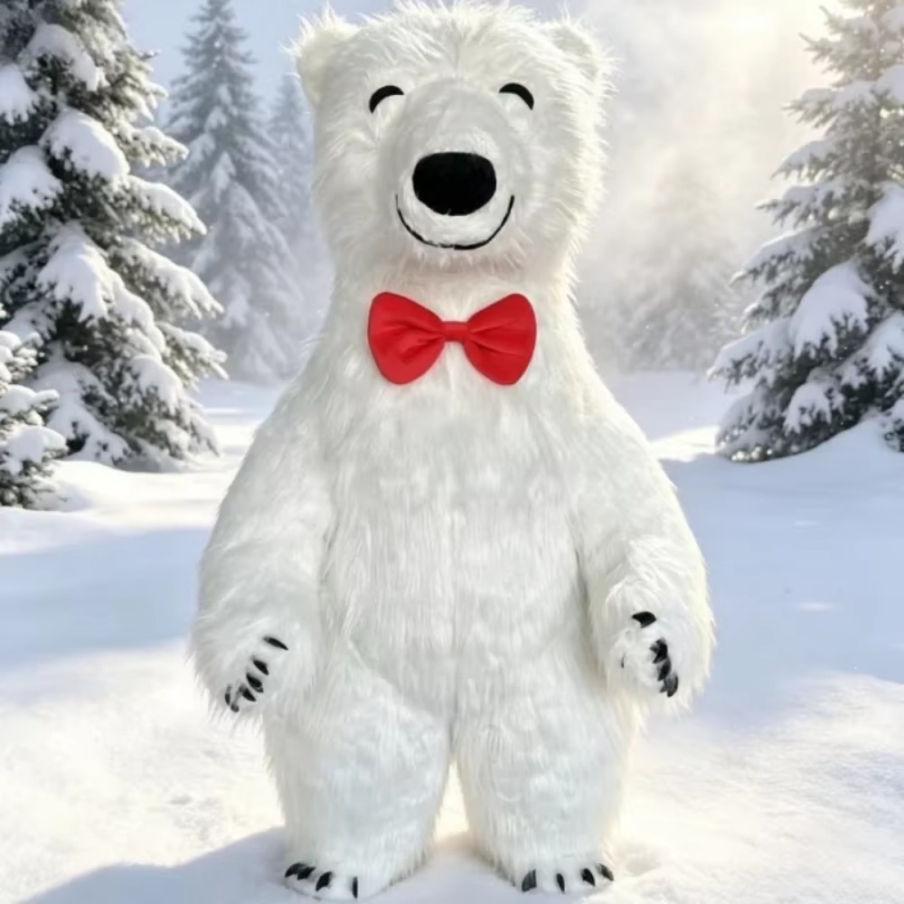 Costumes - Riesiges Aufblasbares Weißes Polar-Maskottchen-Kostüm Flauschige Outfits