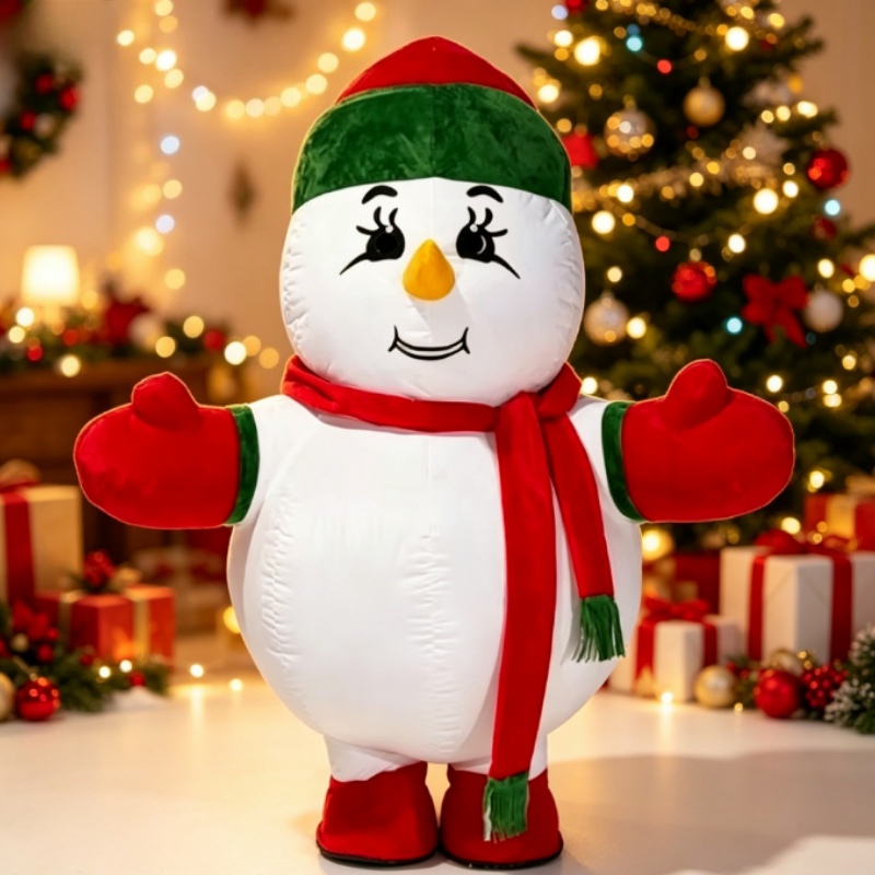 Costumes - Aufblasbares Schneemann-Maskottchen-Kostüm, Erwachsenen-Outfit, Attraktiver Anzug, Geburtstagsgeschenk,