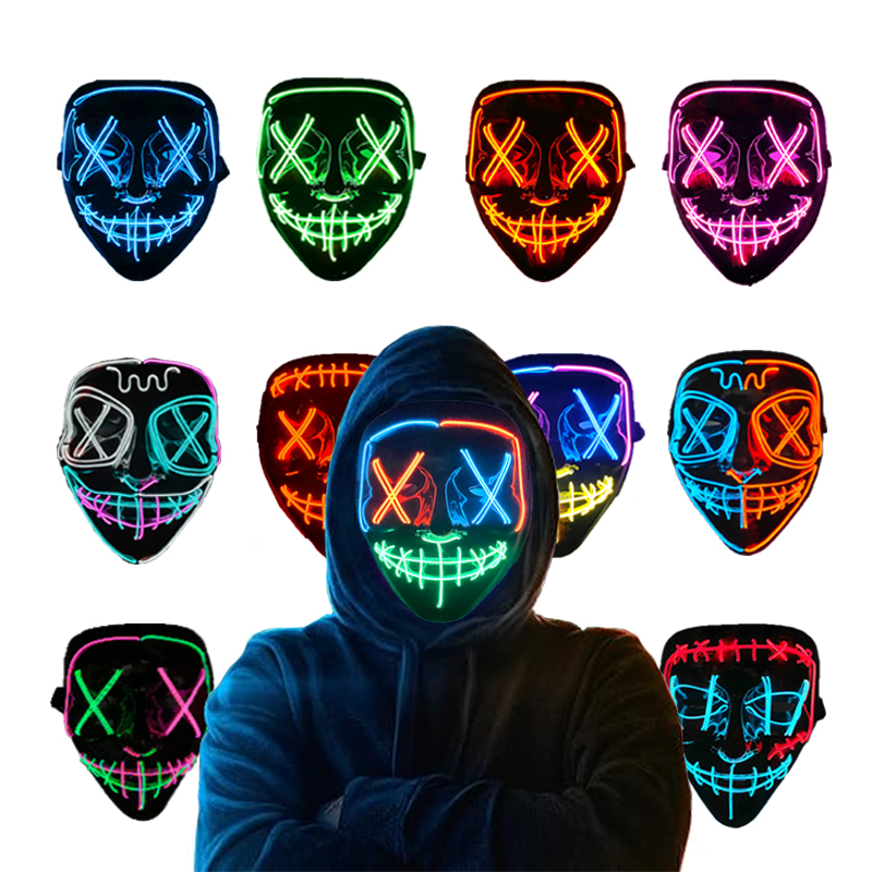 Led Purge Mask Halloween - Kabellose Neon-Leuchtende Purge-Masken Cosplay Leuchtende Maske