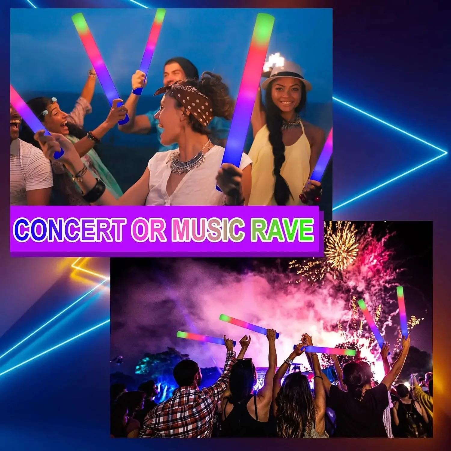 3Z-50PCS LED-Schaumstoff-Leuch – Flashing Led Foam Sticks Party Bewertung und Preis