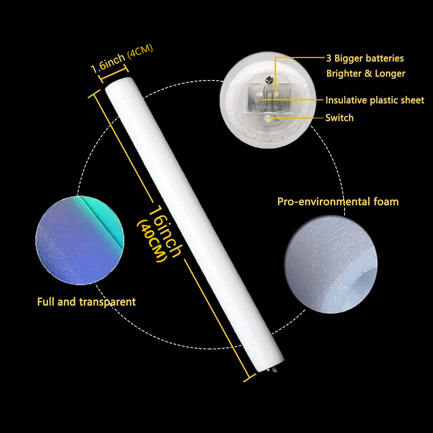 60/100/500 Stück LED-Leuchtstä – Flashing Led Foam Sticks Party Bewertung und Preis